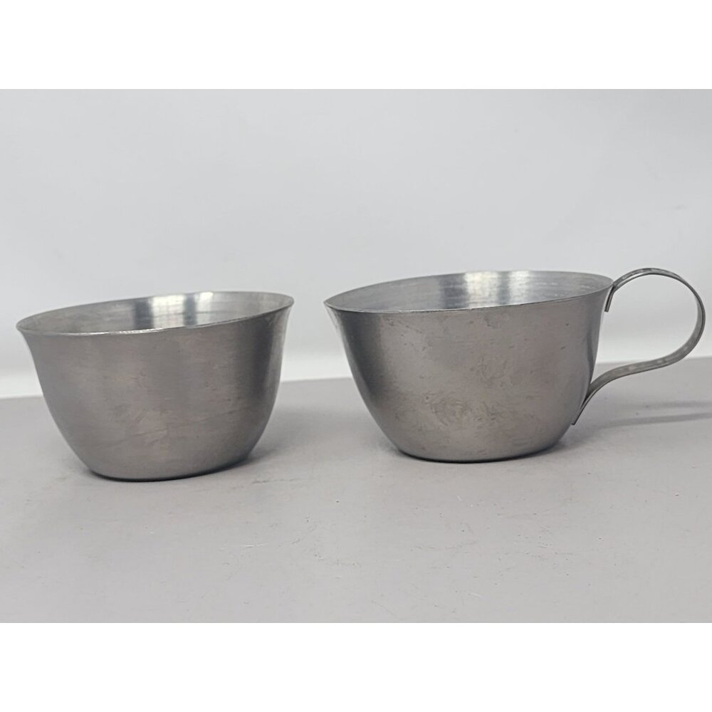Vintage Metal Sugar & Creamer Set With Butterflies On‎ Handle